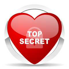 top seret red heart valentine icon on white background