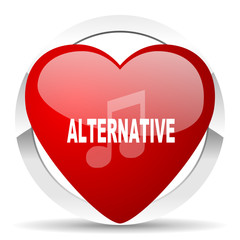 alternative music red heart valentine icon on white background