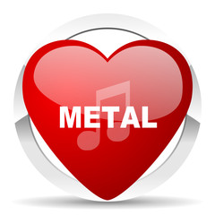 metal music red heart valentine icon on white background