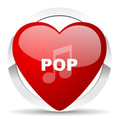 pop music red heart valentine icon on white background