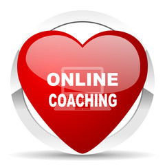online coaching red heart valentine icon on white background