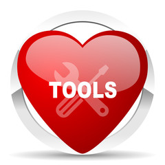 tools red heart valentine icon on white background