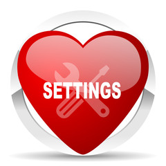settings red heart valentine icon on white background