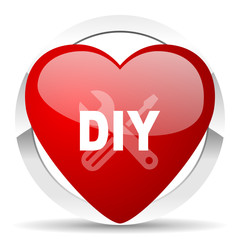 diy red heart valentine icon on white background