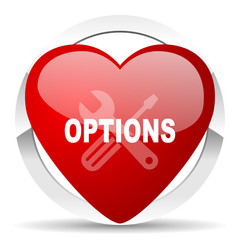 options red heart valentine icon on white background