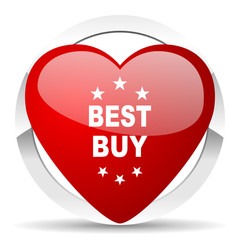 best buy red heart valentine icon on white background