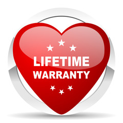 lifetime warranty red heart valentine icon on white background