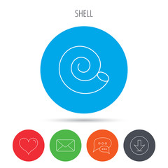 Sea shell icon. Spiral seashell sign.