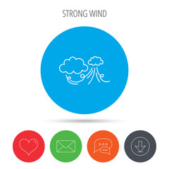 Wind icon. Cloud with storm sign.
