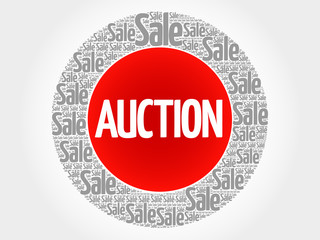 AUCTION stamp vector words cloud, business concept background