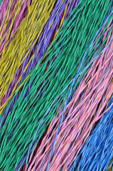 Colored telecommunication cables as abstract background