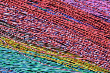 Colored telecommunication cables as abstract background