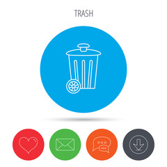 Recycle bin icon. Trash container sign.