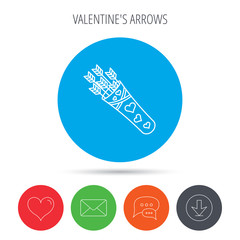 Cupid arrows icon. Love weapon sign.
