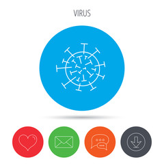 Virus icon. Molecular cell sign.