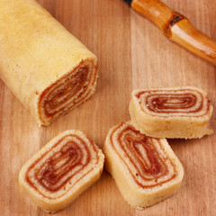 Bolo de rolo (swiss roll, roll cake) Brazilian dessert