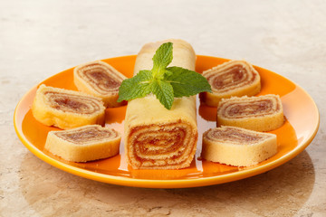 Bolo de rolo (swiss roll, roll cake) Brazilian dessert