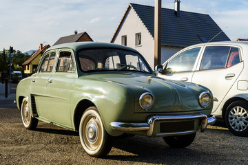 Fototapeta na wymiar Funny retro french car view