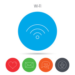 Wifi icon. Wireless wi-fi network sign.