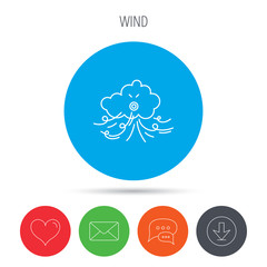 Wind icon. Cloud with storm sign.