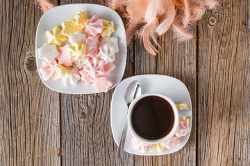 Homemade colorful meringue with decoration