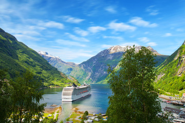 Cruise ship in Norwegian fjords