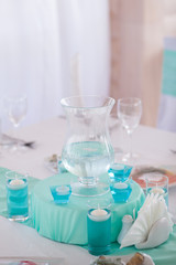 Banquet hall decorated for wedding