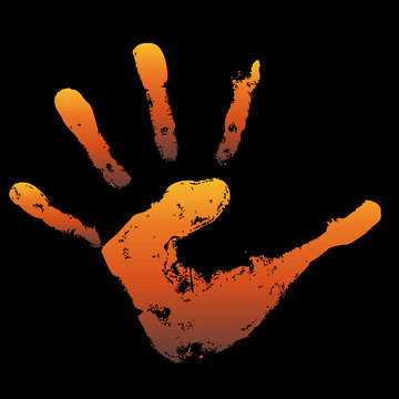 Conceptual children painted hand print isolated