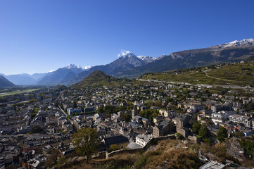 Fototapeta na wymiar Blick auf den Schweizer Ort Sion