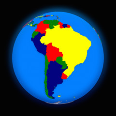 south America on political Earth