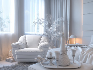 3d illustration of bedrooms in brown color