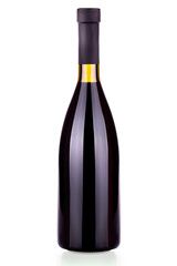 Elegant bottle of red wine isolated