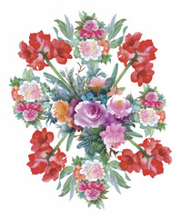 Floral background. Floral card. Watercolor floral bouquet