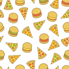 Pizza and burgers seamless vector pattern