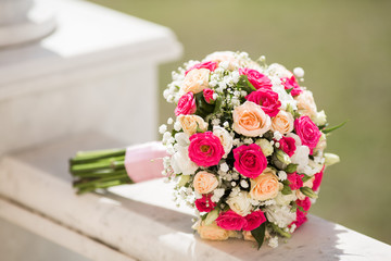 Bridal bouquet of various flowers