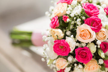 Bridal bouquet of various flowers