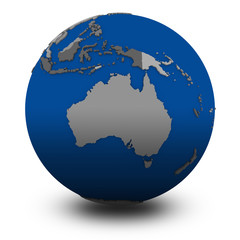 Fototapeta na wymiar Australia on political globe illustration