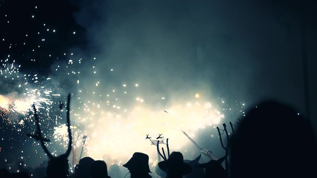 The correfoc, of fire run during the la merce festival