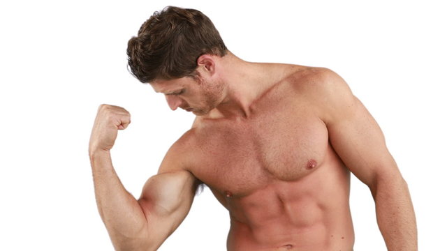 Muscular man flexing his muscles 
