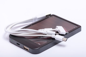 Black metal solar power bank charger