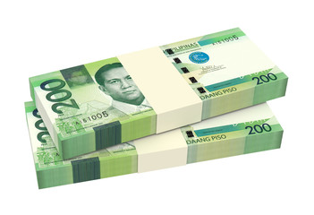 Philippines money isolated on white background. Computer generated 3D photo rendering.