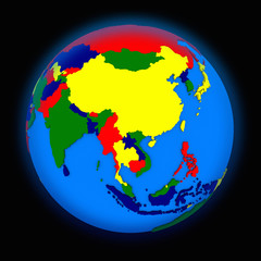 southeast Asia on political Earth