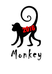 Обезьяна Monkey  векторный символ 2016г. - 92983477