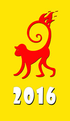  Огненная обезьяна-векторный символ 2016г.на жёлтом фоне. - 92983496
