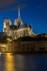 Fototapeta na wymiar The cathedral Notre Dame at night , Paris, France.