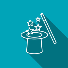 Vector magic hat and wand with sparkles