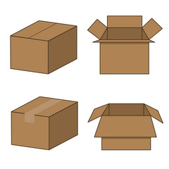  set of four cardboard boxes in different varieties