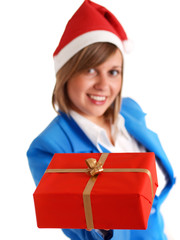 Woman with christmas present