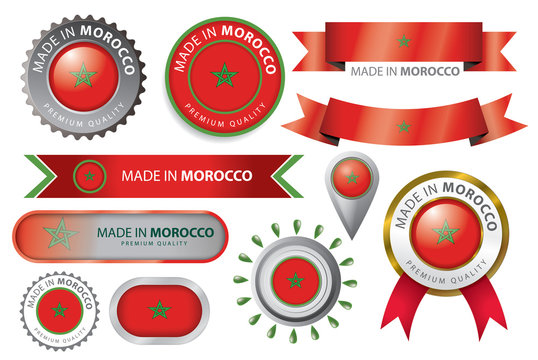 Made in Morroco Seal, Moroccan Flag (Vector Art)