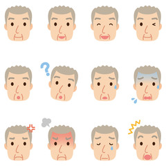 高齢者　男性の表情　顔アイコン